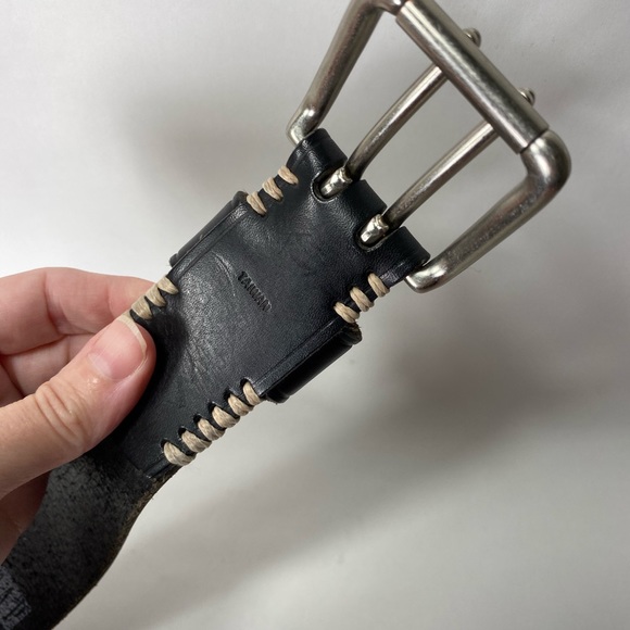 Gap Black Double Buckle Leather Belt 30 - Picture 5 of 9